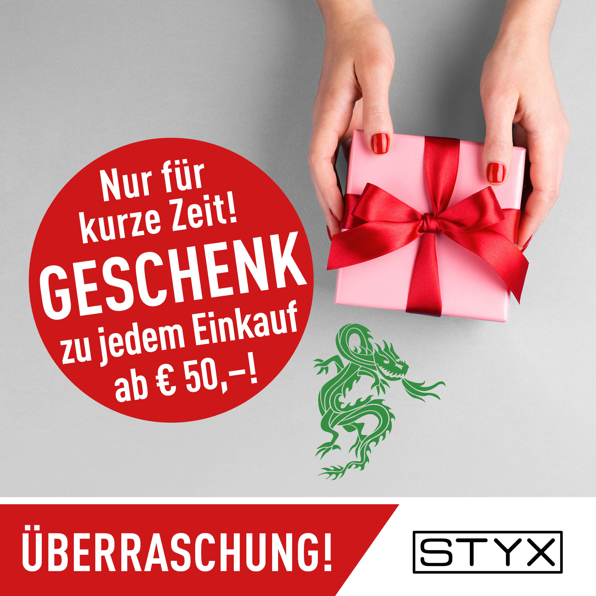 Als kleines Dankesch&ouml;n f&uuml;r deine Treue erh&auml;ltst du zu jedem Einkauf ab 50 EUR ein exklusives &Uuml;berraschungsgeschenk.